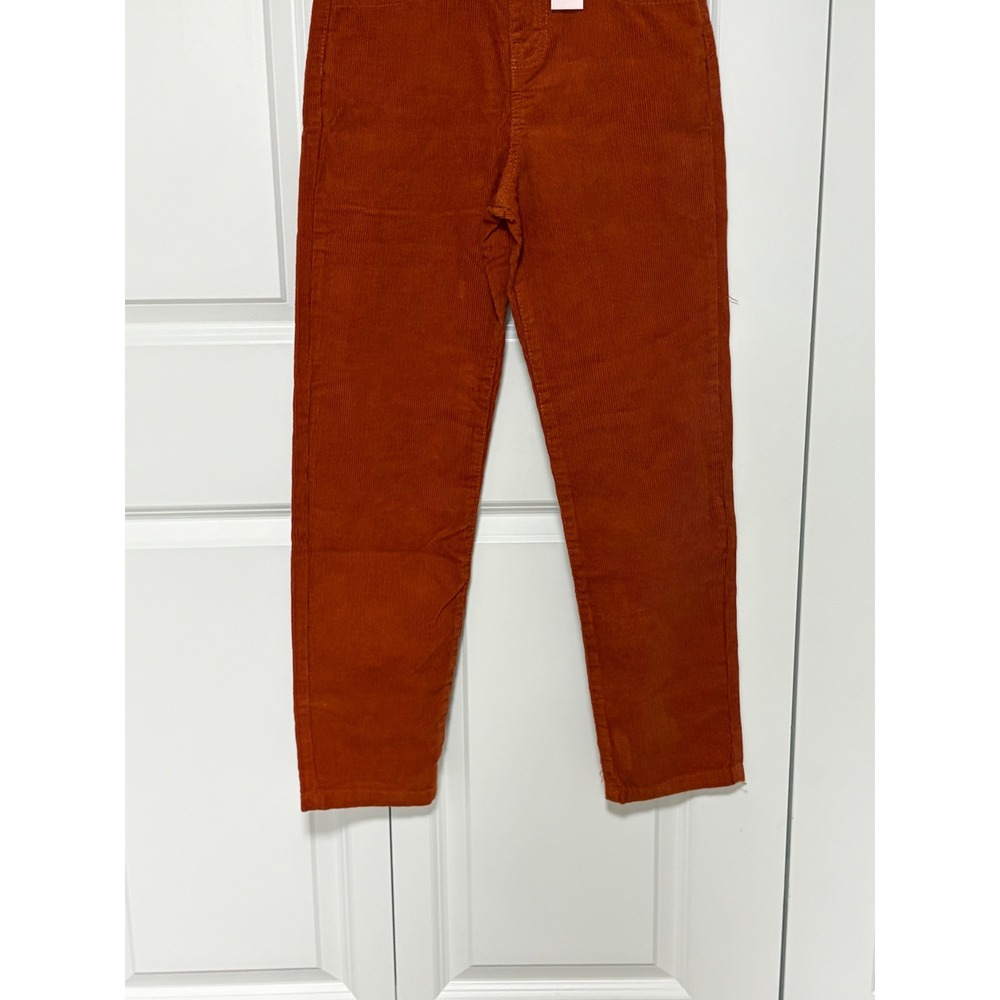 Franki by Francesca's Youth 12 Rust Orange Corduroy Ultra High Rise Mom Jeans - Picture 3 of 9